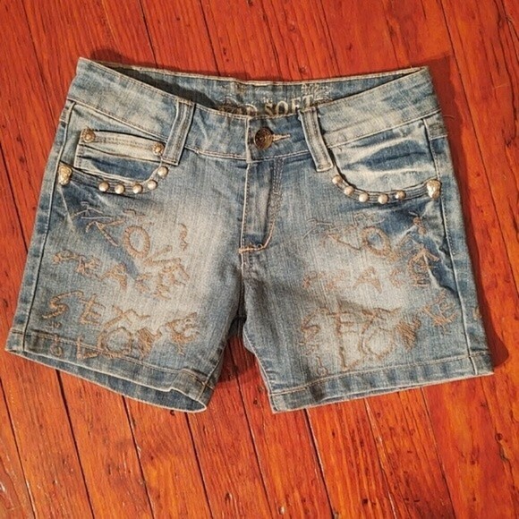 Pants - M-Soft Jeans Embroidered Denim Shorts Sz 27